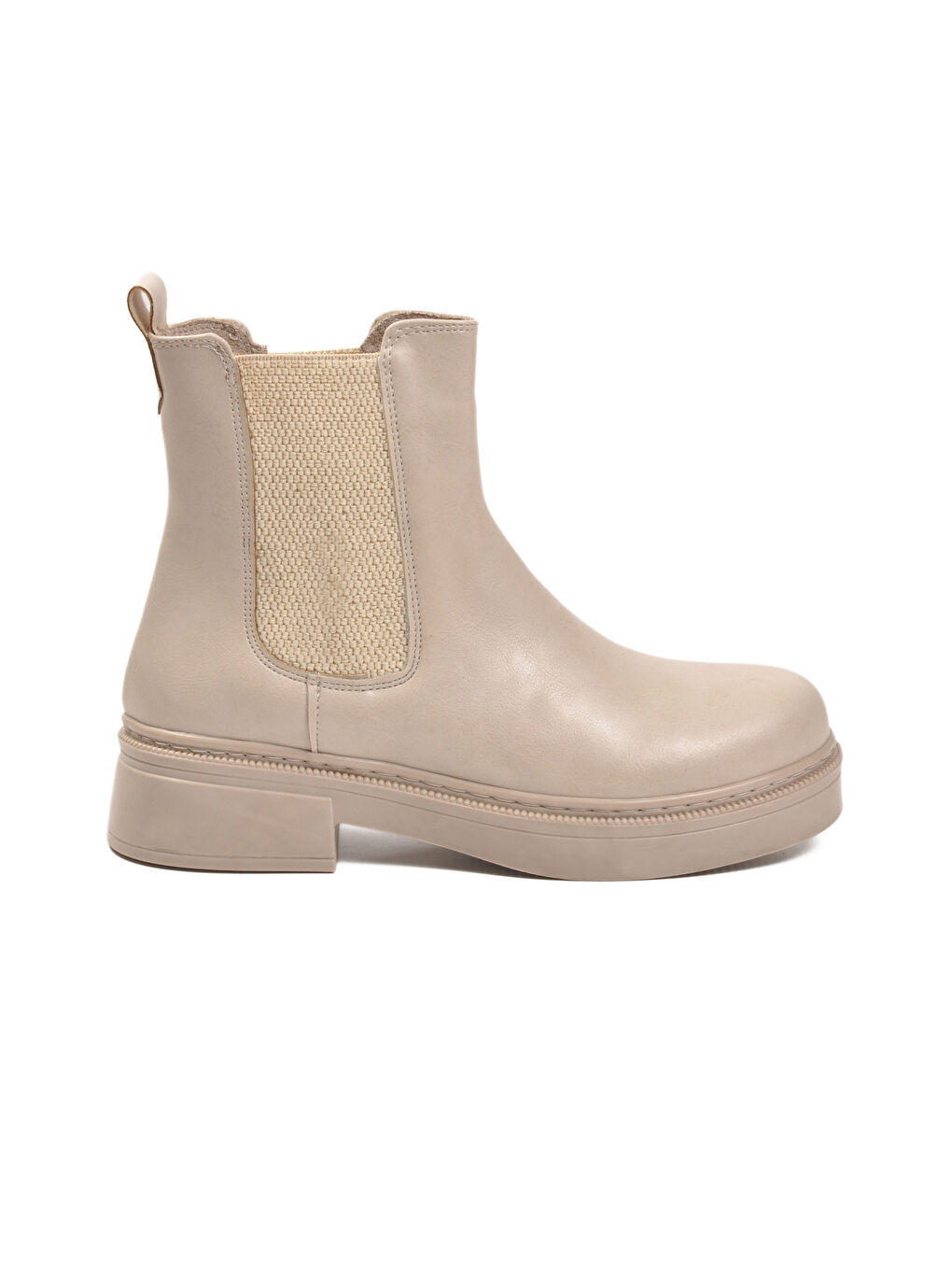 Bej Cilt Kolay Giyilebilir Polarlı Kaymaz Kadın Chelsea Bot 209134 Z-1