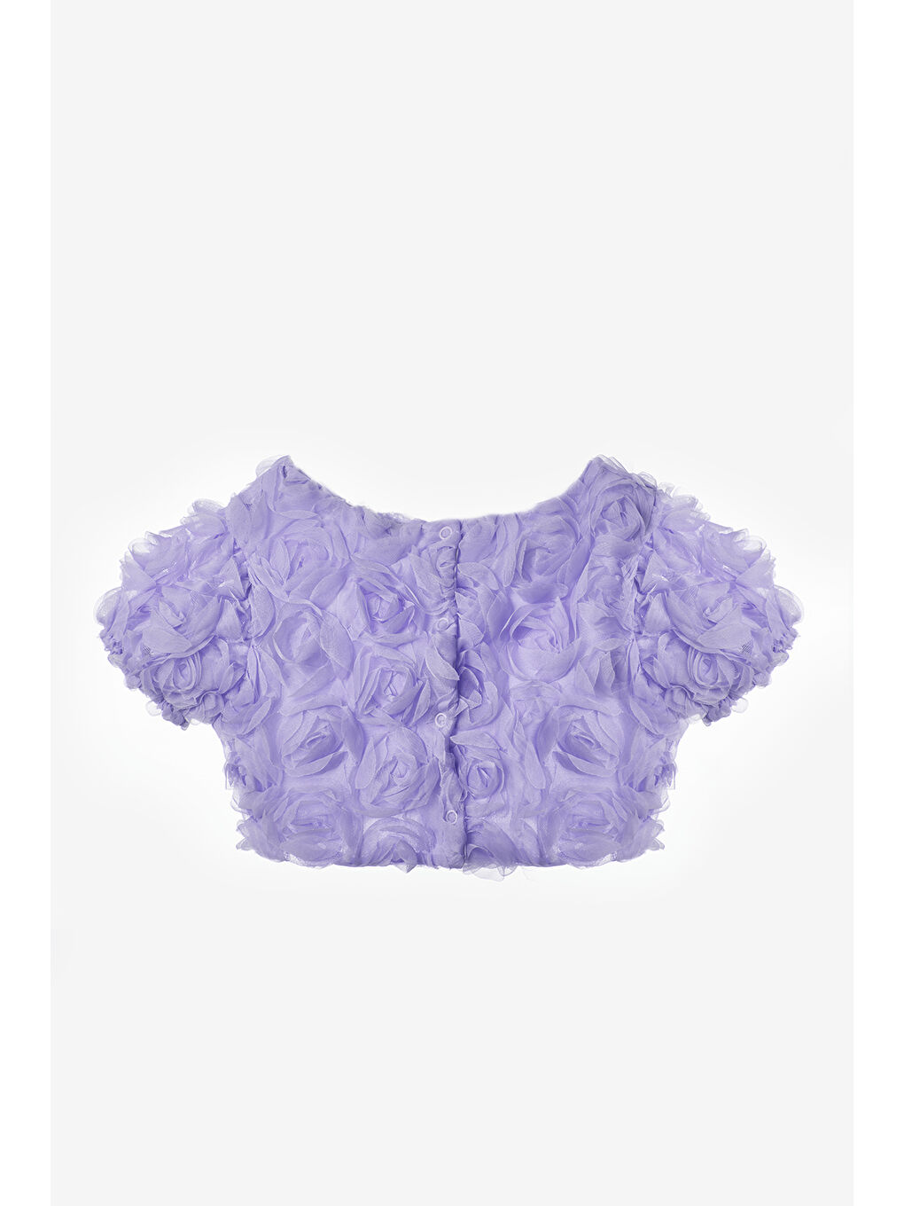 Lila Gül Aplike Detaylı Kız Çocuk Crop Bluz - Millie-2