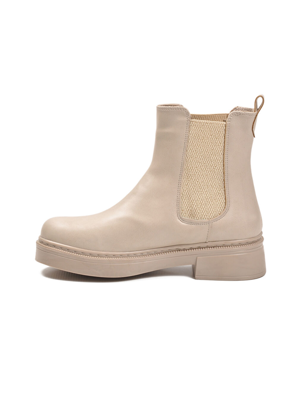 Bej Cilt Kolay Giyilebilir Polarlı Kaymaz Kadın Chelsea Bot 209134 Z-3