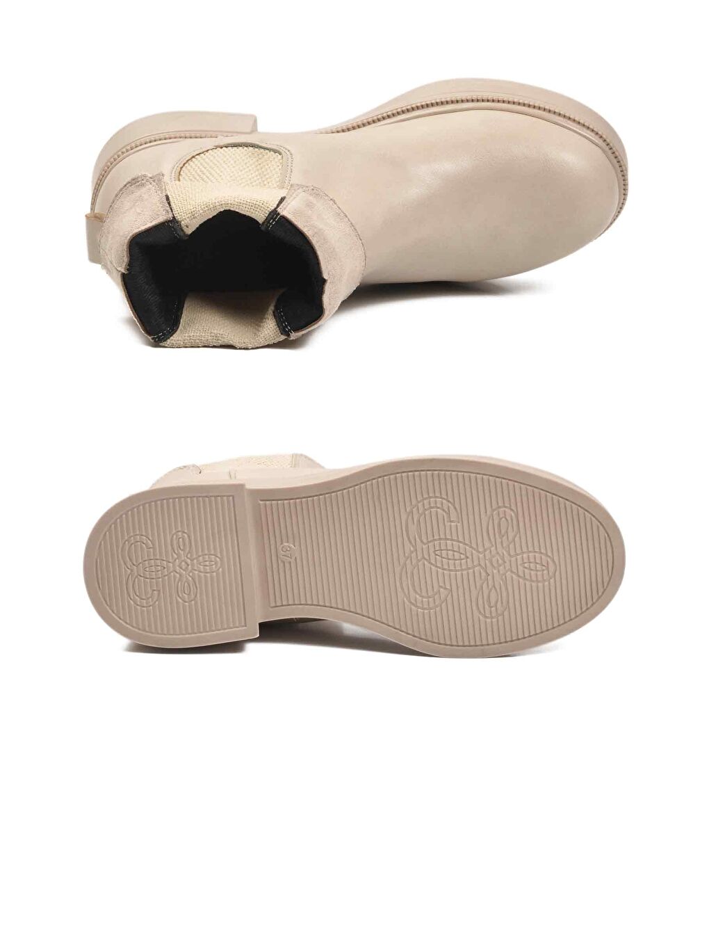 Bej Cilt Kolay Giyilebilir Polarlı Kaymaz Kadın Chelsea Bot 209134 Z-4