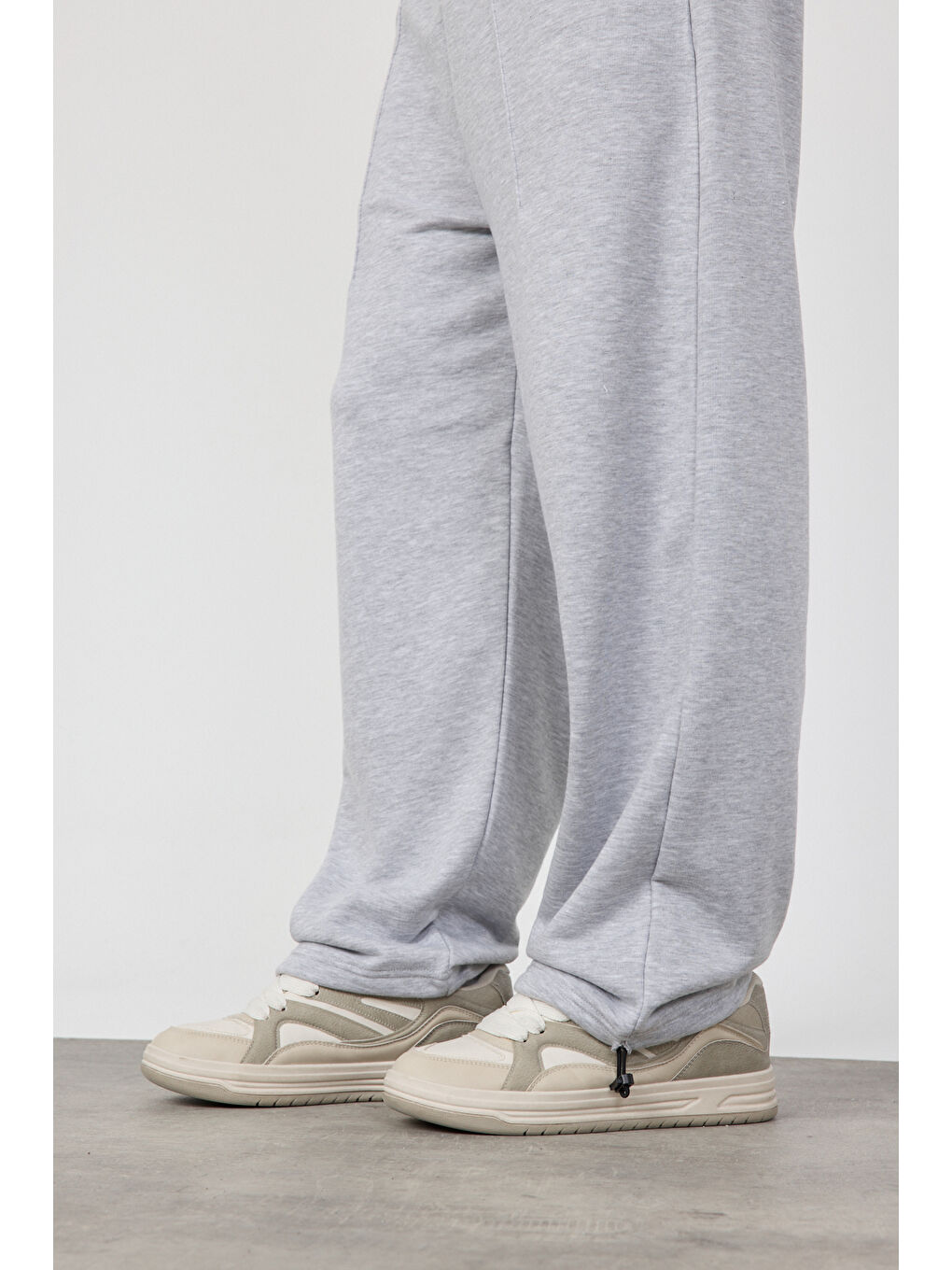 Erkek Blank Gri Ayarlanabilir Paça Eşofman Altı-2