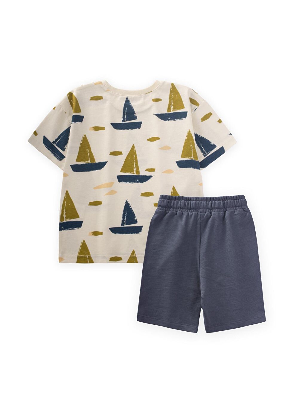 Yelken Desenli Kapri Takım 2-10 Yaş Ekru-1