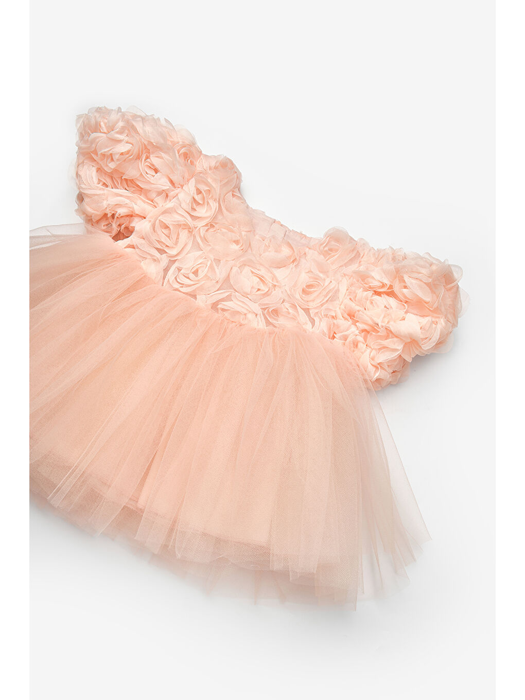 Pembe Somon Gül Detaylı Kız Bebek Elbise - Elina-2