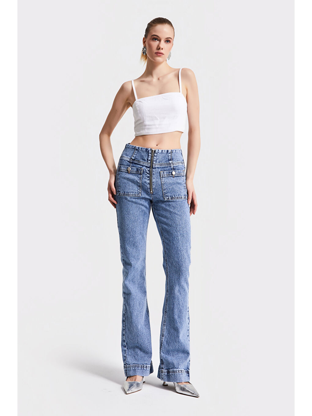 Mavi Kadın Jean Rengi 2S5-4 Flare Fit Önden Cepli Elastanlı Denim-4