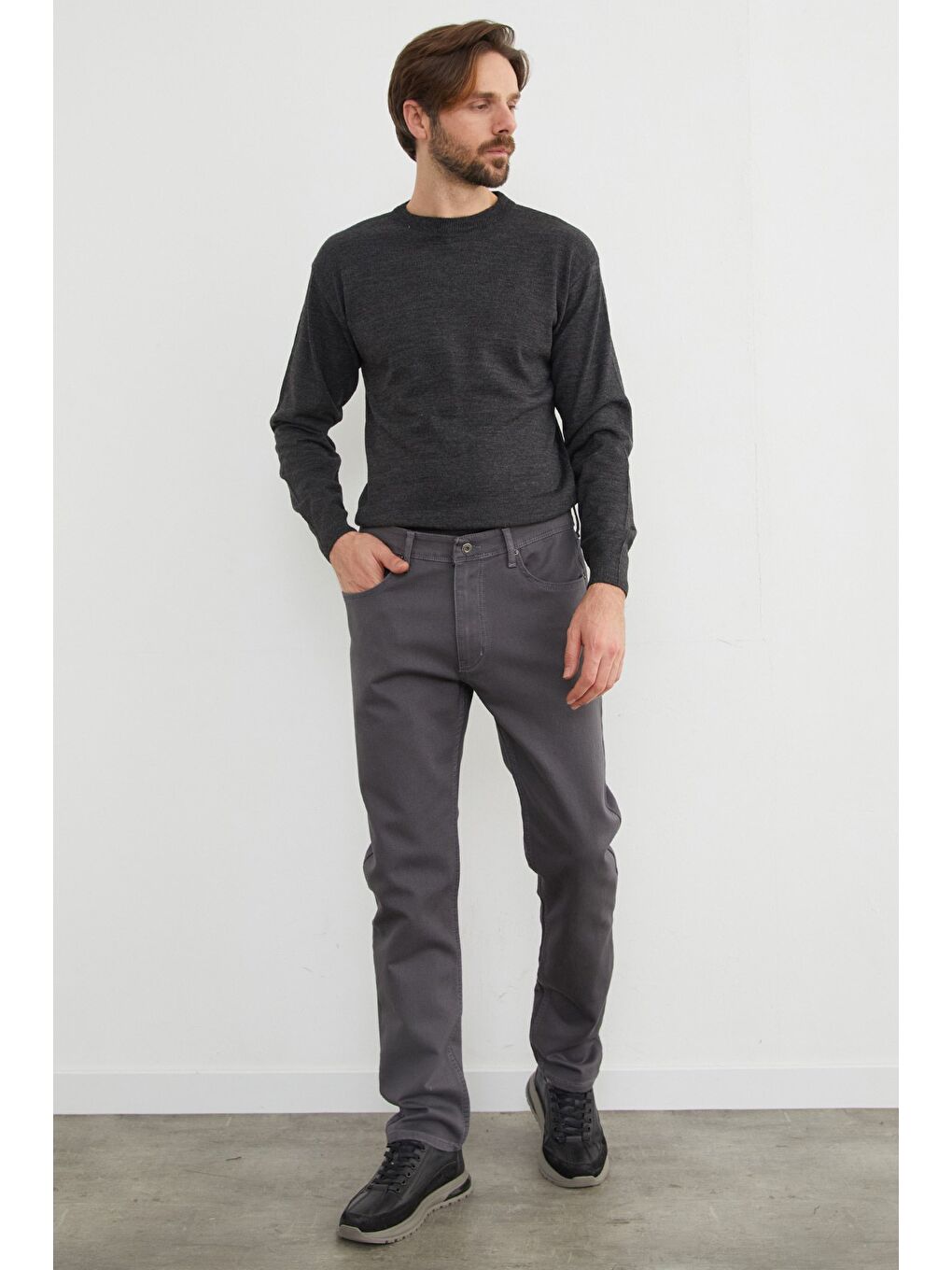 Gri Büyük Beden Regular Fit Normal Bel Jean