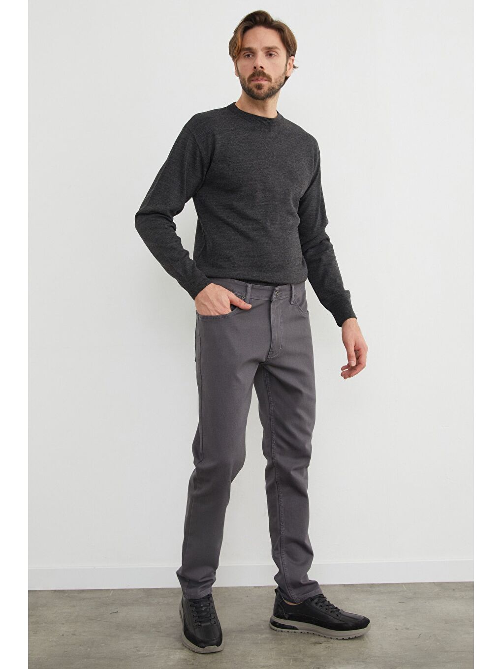 Gri Büyük Beden Regular Fit Normal Bel Jean-1