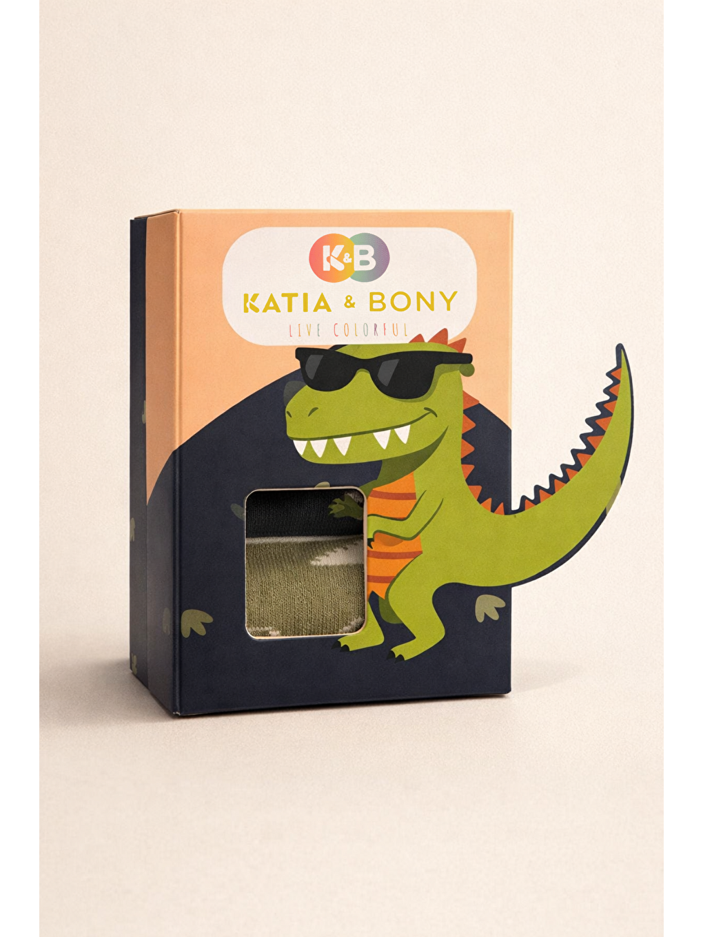 Karışık Çocuk 3D Dinozor Desenli Kutulu 3'Lü Soket Çorap-1