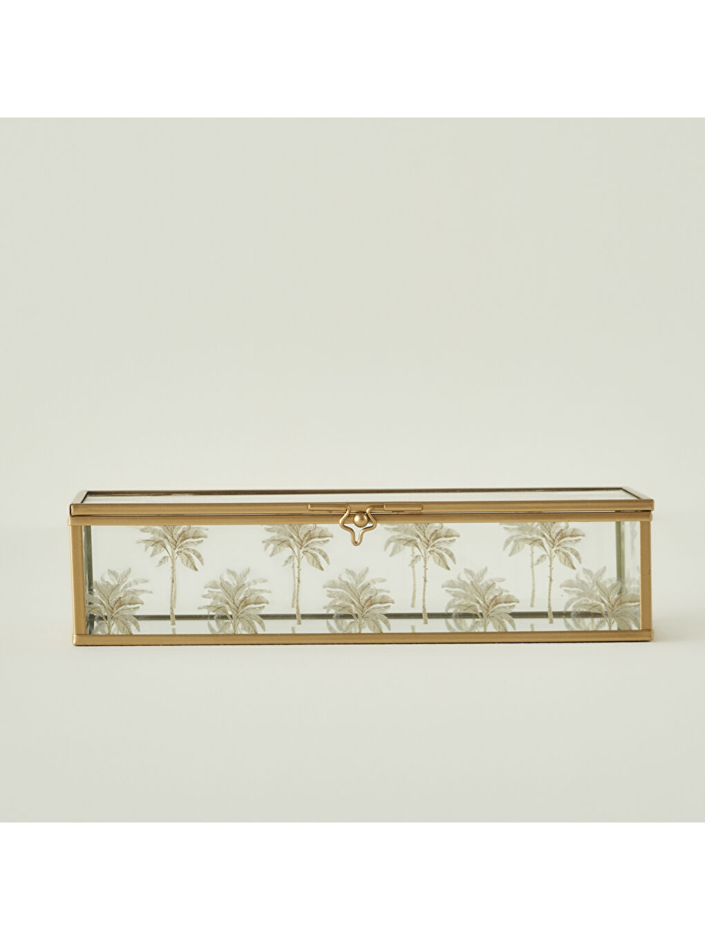 Sarı Palm Cam Dekoratif Kutu Gold (10x22x5 cm)-1