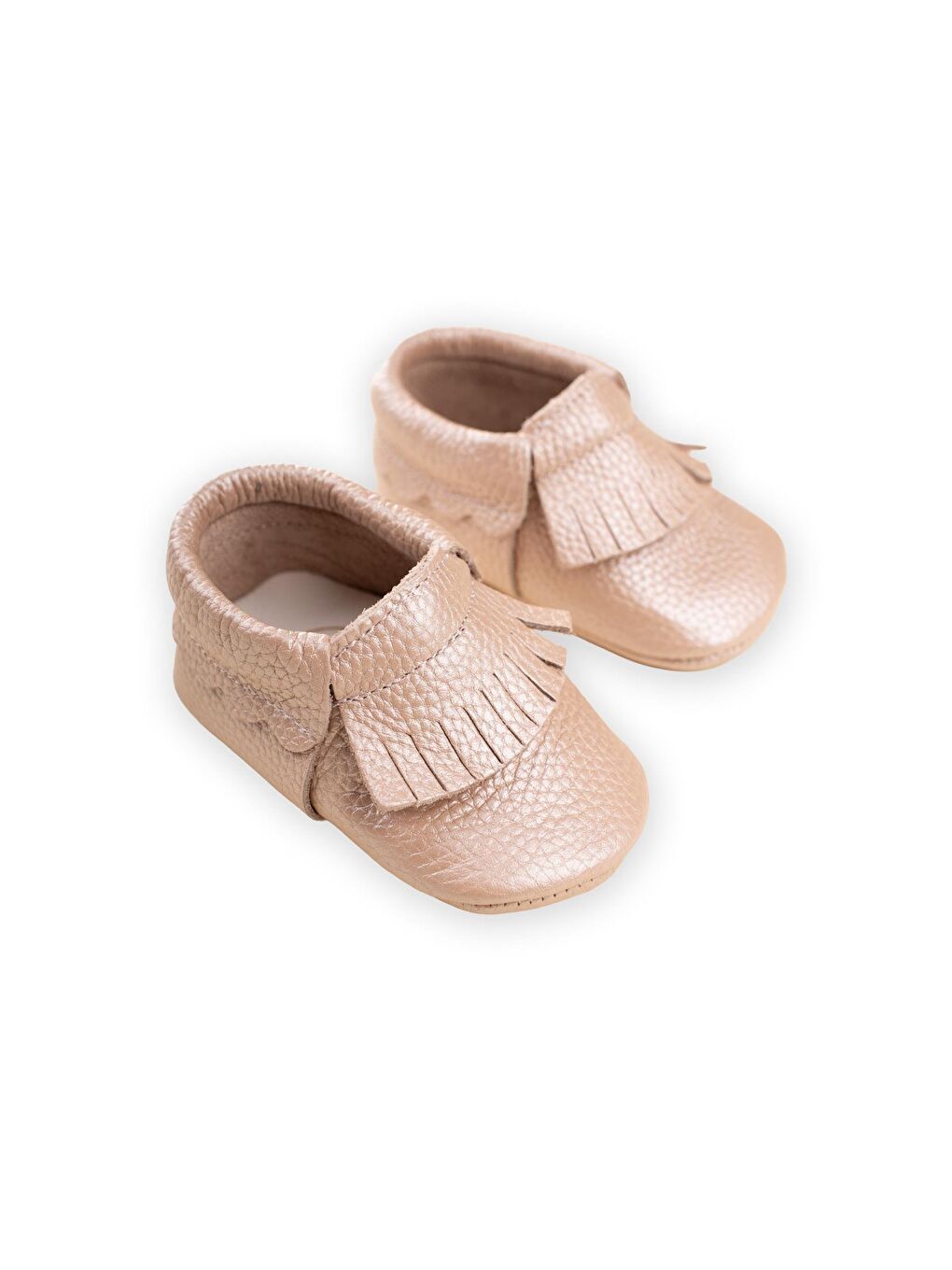 Pembe Deri Bebek Ayakkabı 17-21 Numara Pudra-1