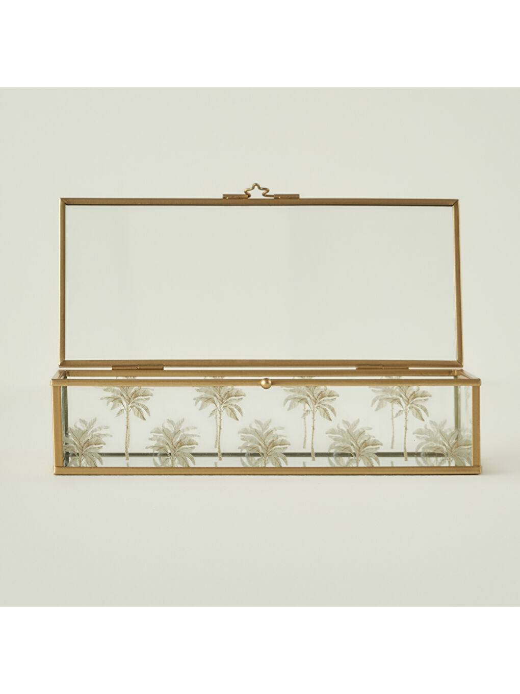 Sarı Palm Cam Dekoratif Kutu Gold (10x22x5 cm)-2