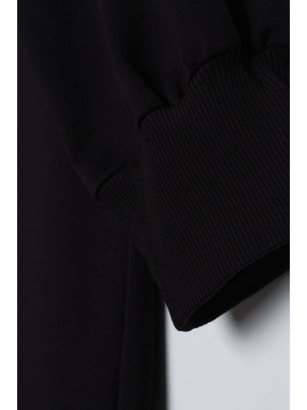 Siyah Büyük Beden Nakışlı Sweat Tunik-4