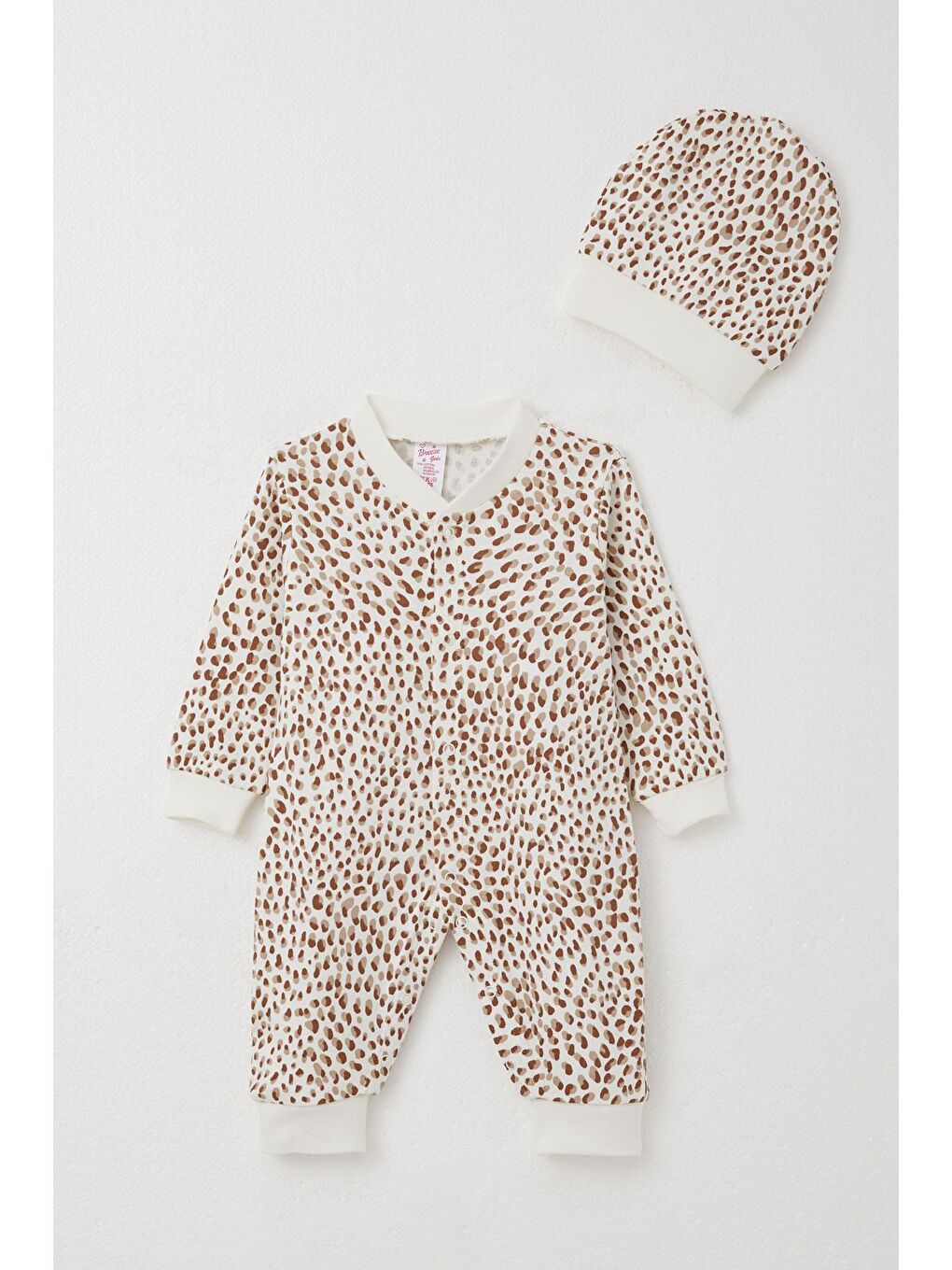 Kız Bebek Tulum Desenli Ekru (0-6 Ay)