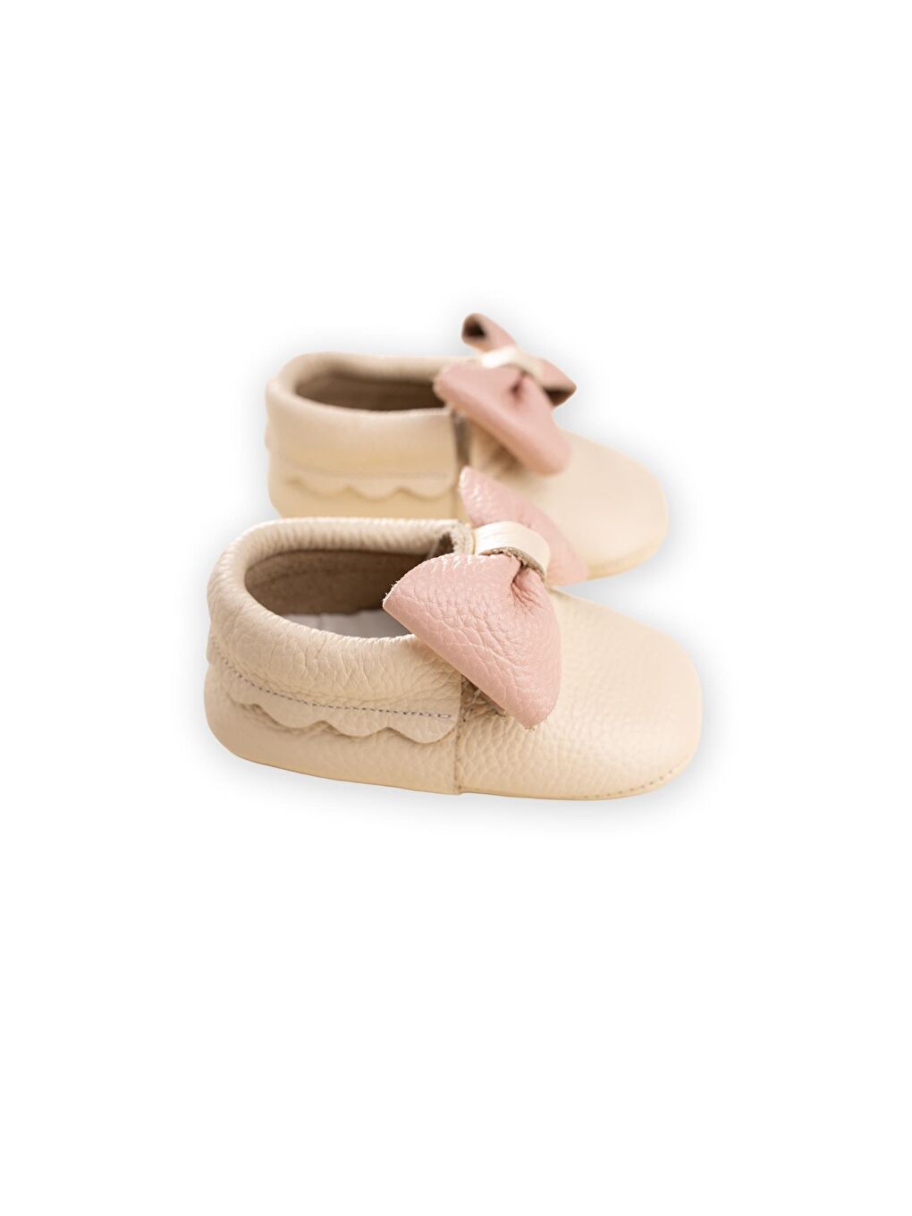 Deri Bebek Ayakkabı 17-21 Numara Ekru Pudra-2