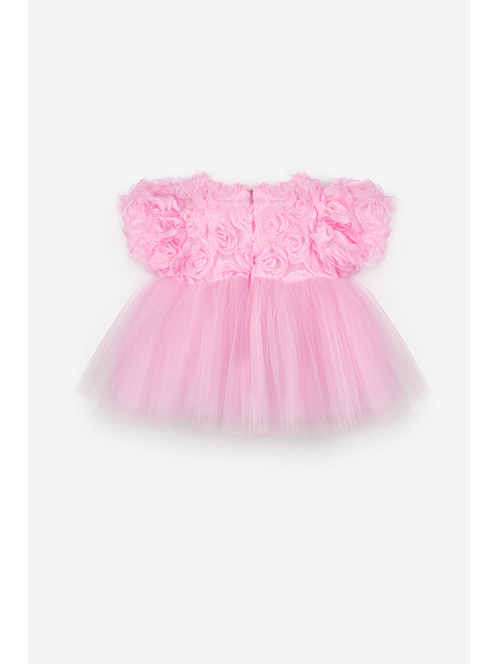 Pembe Gül Detaylı Kız Bebek Elbise - Elina-1