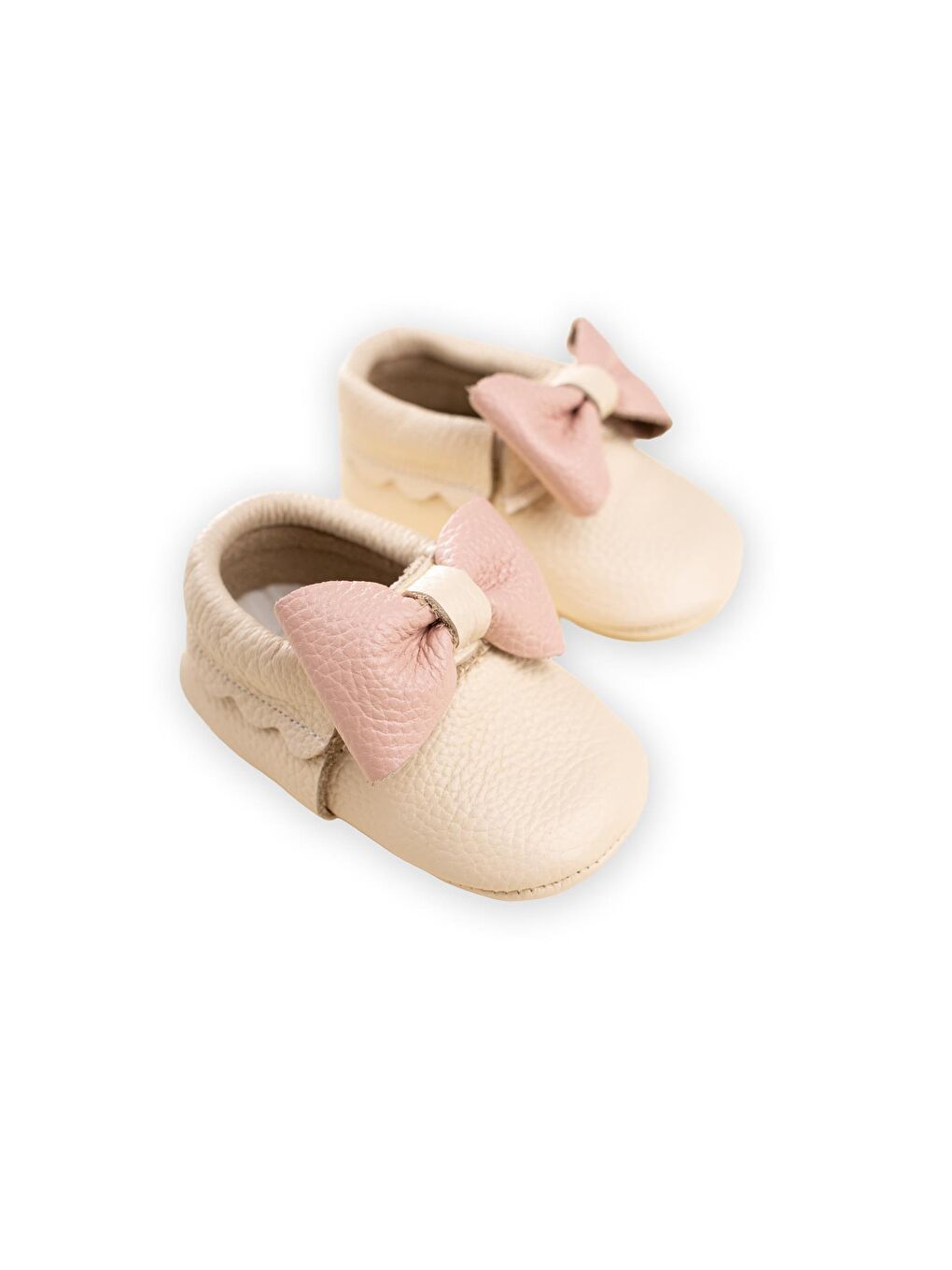 Deri Bebek Ayakkabı 17-21 Numara Ekru Pudra-3
