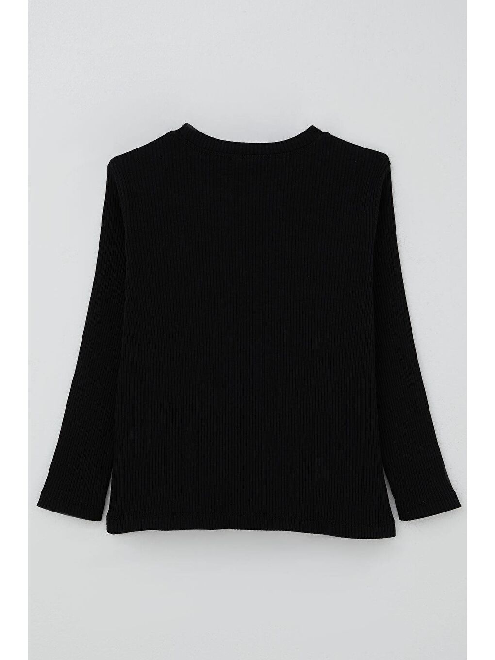 Kız Çocuk Uzun Kollu Tişört Kalp Armalı Fiyonklu Siyah (5-10 Yaş)-5