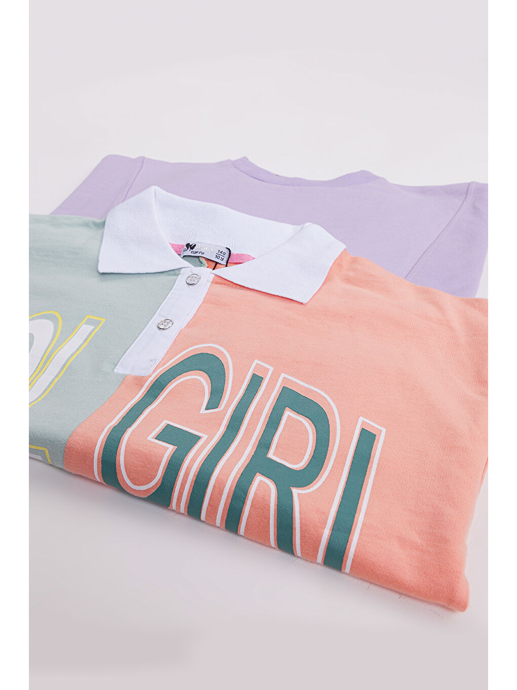 Mor Kız Çocuk Orta Kalınlıkta Baskılı 2'li Paket Sweatshirt