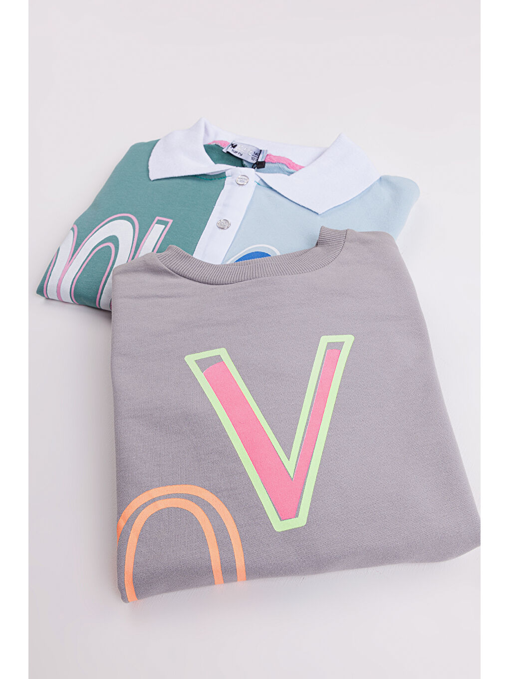 Mavi Kız Çocuk Orta Kalınlıkta Baskılı 2'li Paket Sweatshirt-1