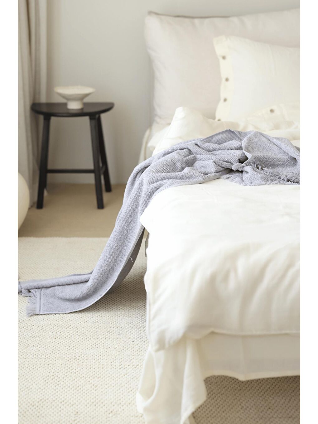 Travertine %100 Pamuk Banyo Havlusu 90x150 Gri-1