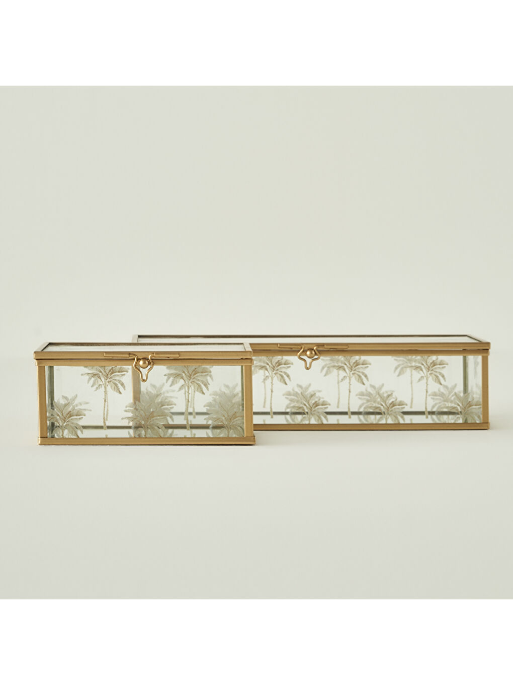 Sarı Palm Cam Dekoratif Kutu Gold (10x22x5 cm)-5
