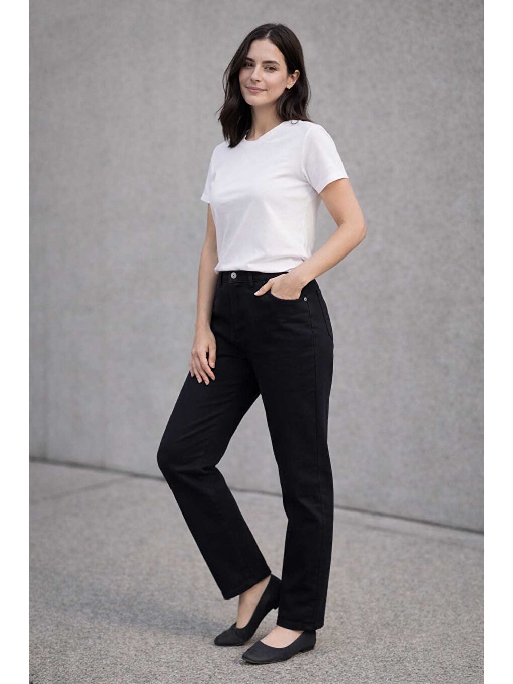 Büyük Beden Kadın Beli Lastikli Gabardin Kumaş Battal Pantolon 06 Siyah-3