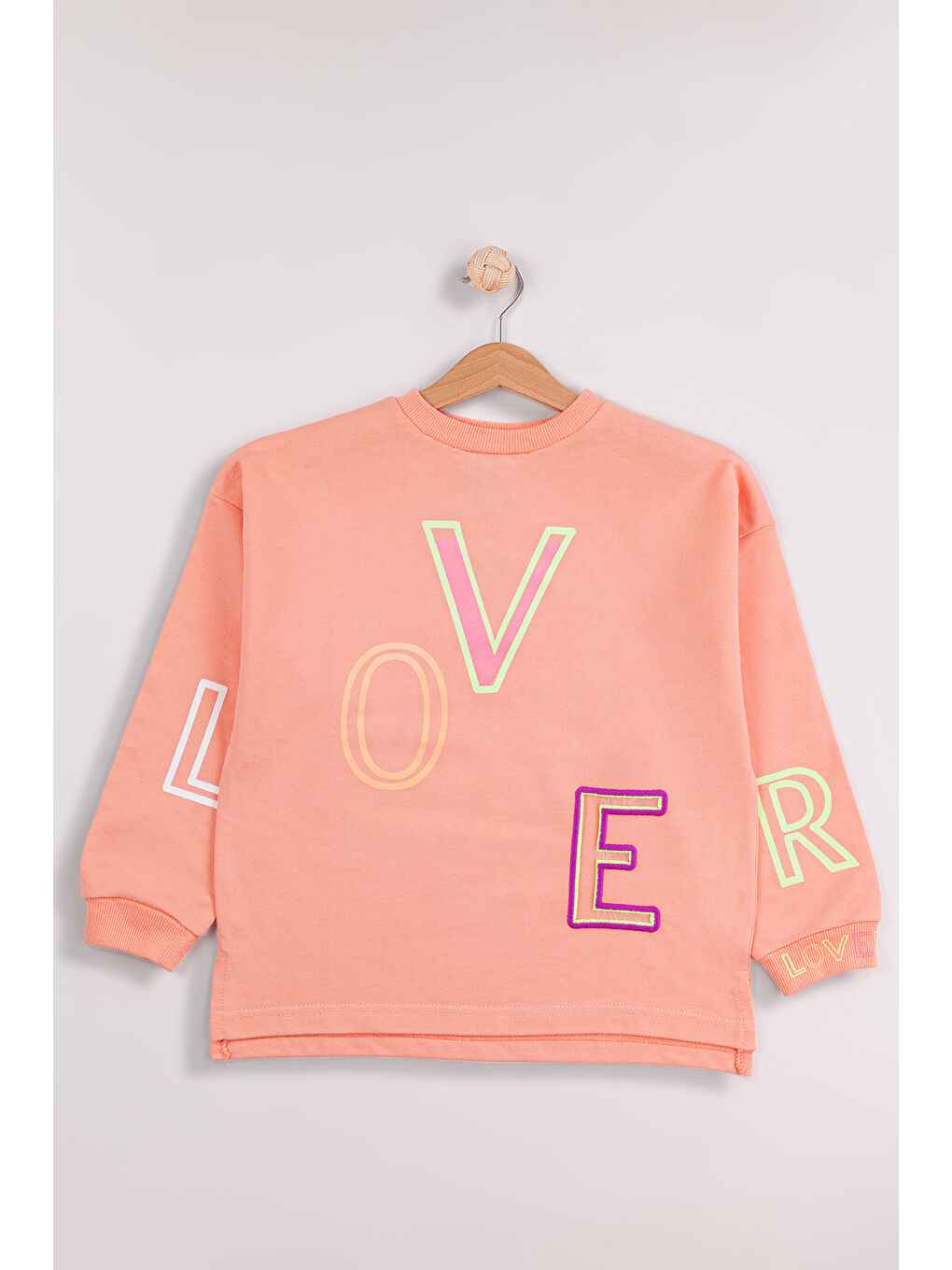 Turuncu Kız Çocuk Orta Kalınlıkta Baskılı 2'li Paket Sweatshirt-2