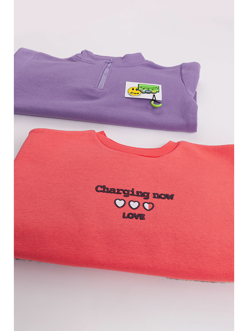 Mor Kız Çocuk Orta Kalınlıkta Baskılı 2'li Paket Sweatshirt
