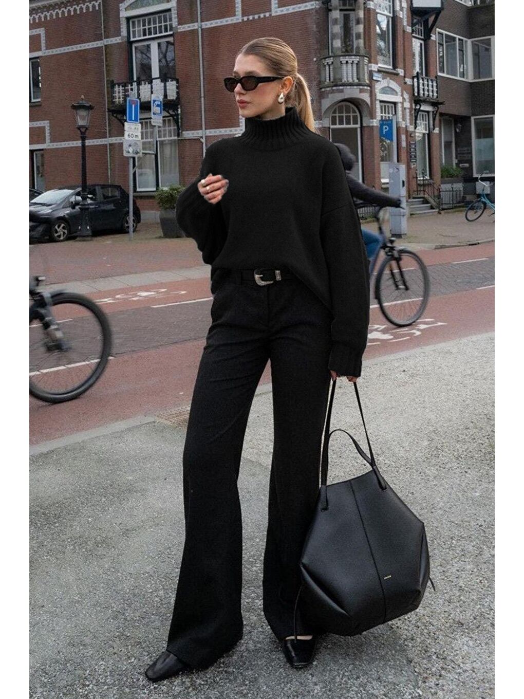 Siyah Boğazlı Kadın Triko Kazak Mg2535-1