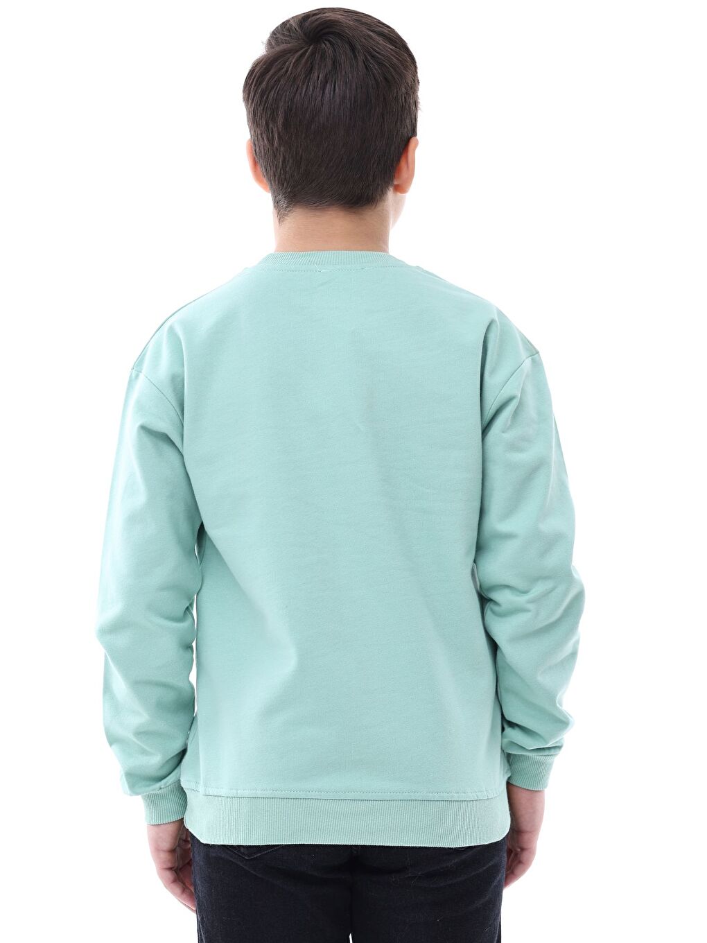 Turkuaz Basic Bisiklet Yaka Şardonlu Çocuk Sweatshirt 3-10 Yaş Krem-2