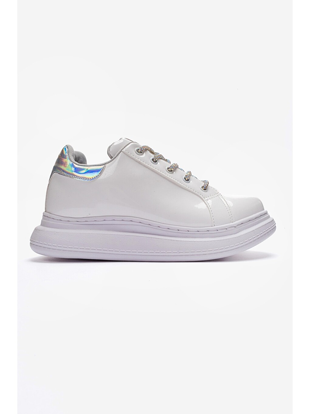 Kız Çocuk Beyaz Rugan Sneaker Ayakkabı-3