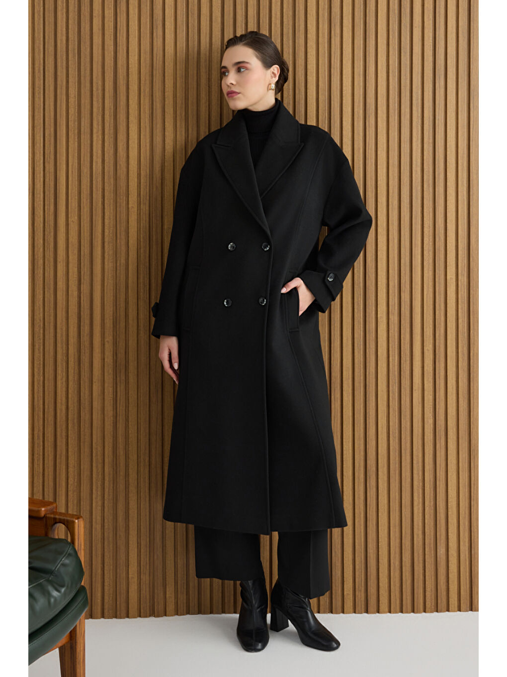 Siyah Kruvaze Kapama Kaban-1