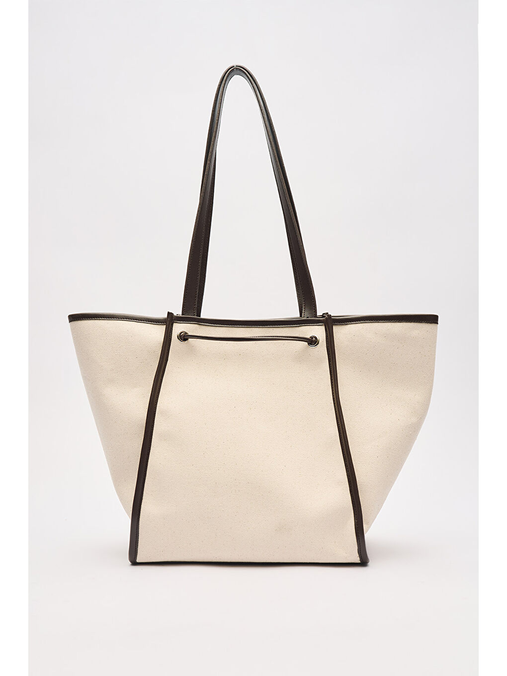 Kanvas Püsküllü Cıty Çanta Kahverengi-5