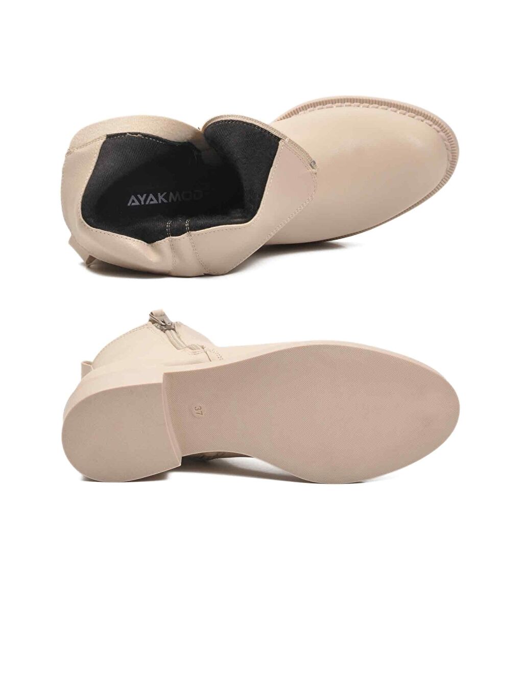 Bej Cilt Polarlı Kaymaz Taban Kadın Topuklu Bot 224581 Z-4