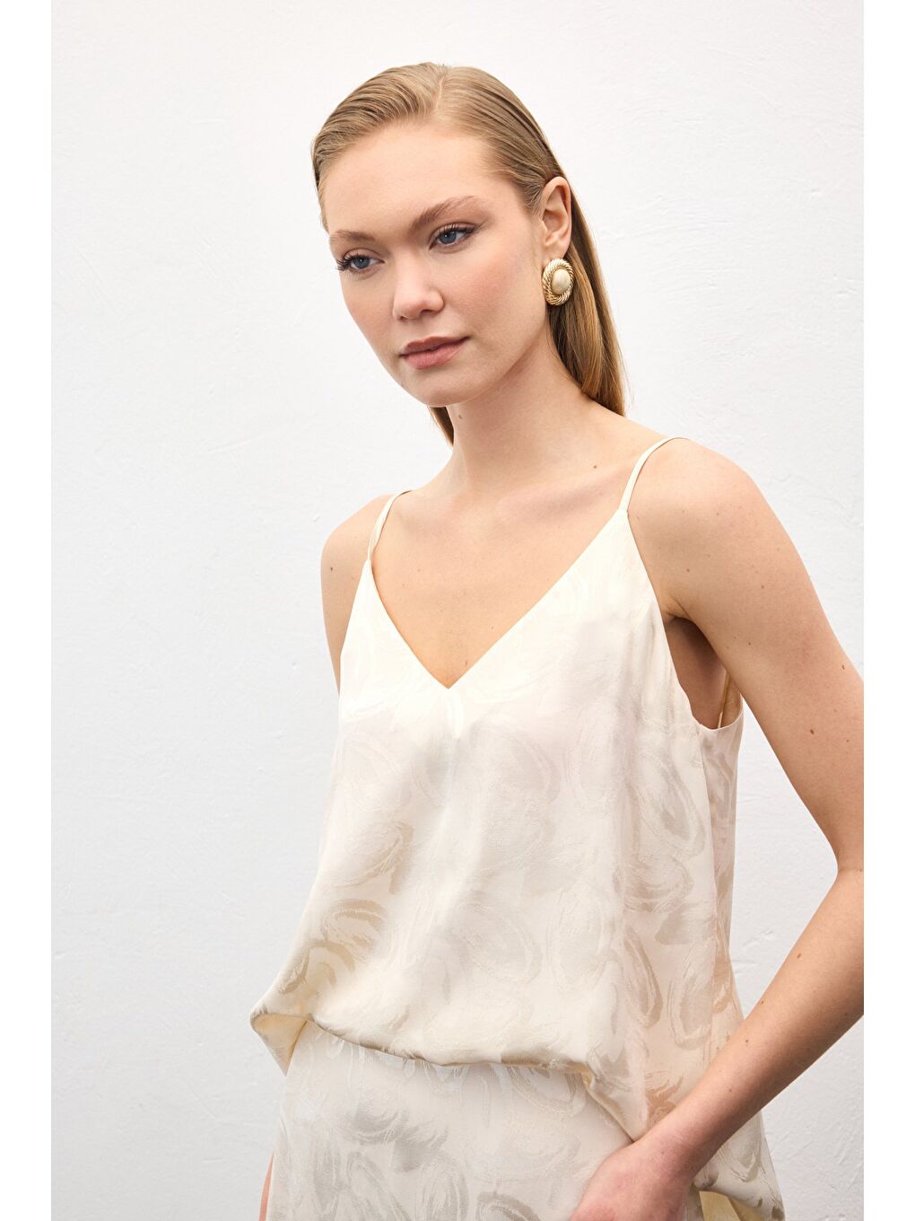 Lior Askılı Bluz - Bej-1