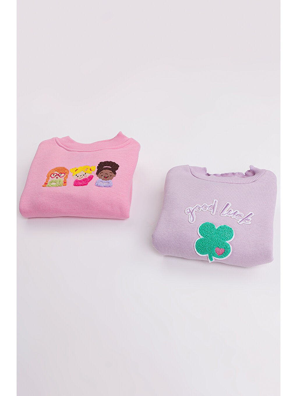 Lila Kız Çocuk Orta Kalınlıkta Baskılı 2'li Paket Sweatshirt