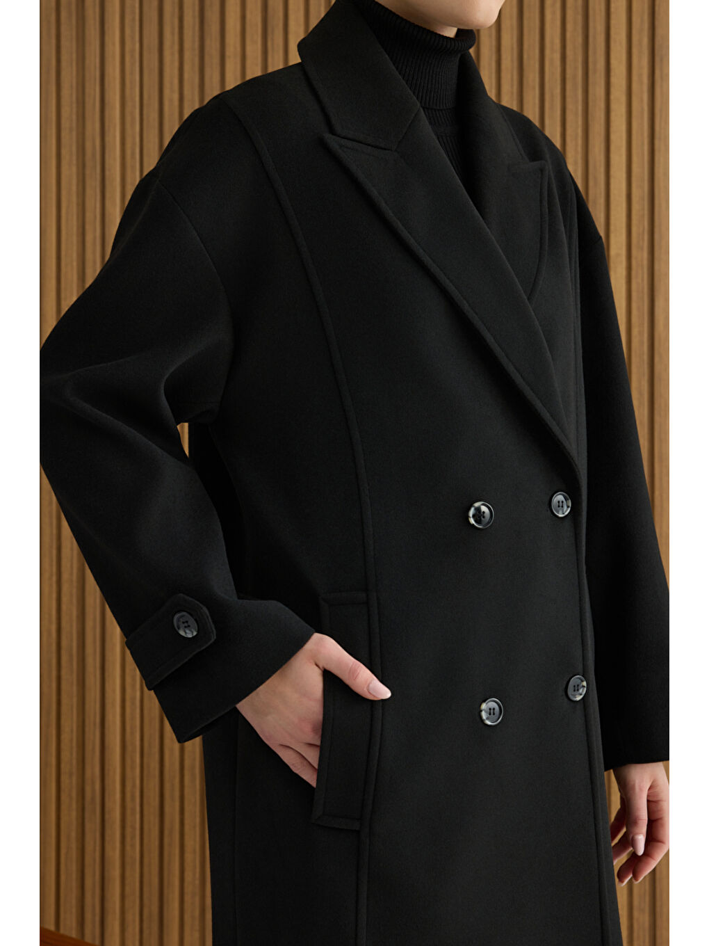 Siyah Kruvaze Kapama Kaban-5