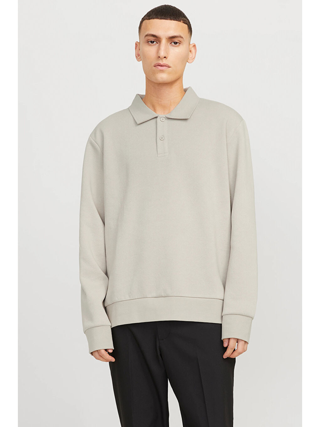 Bej Essentials Jjebradley Pamuk Karışım Regular Fit Polo Yaka Sweat 12278586