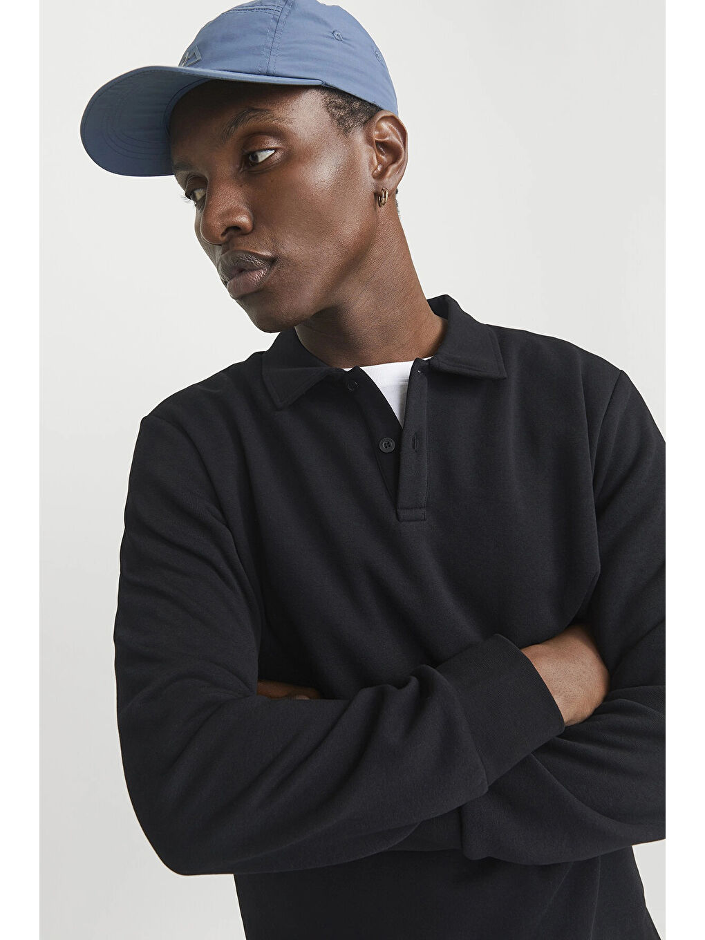 Siyah Essentials Jjebradley Pamuk Karışım Regular Fit Polo Yaka Sweat 12278586-2