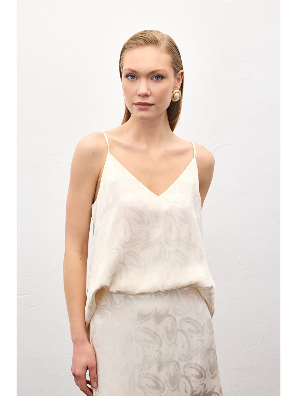 Lior Askılı Bluz - Bej-4