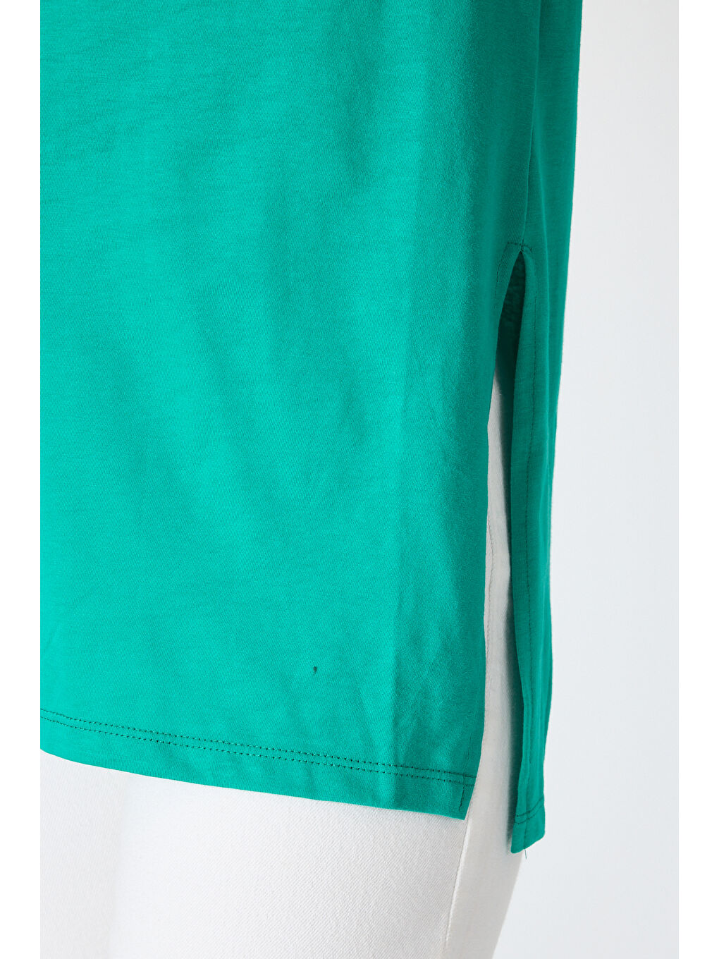 Yeşil Kadın Uzun V Yaka Tunik 2998-3