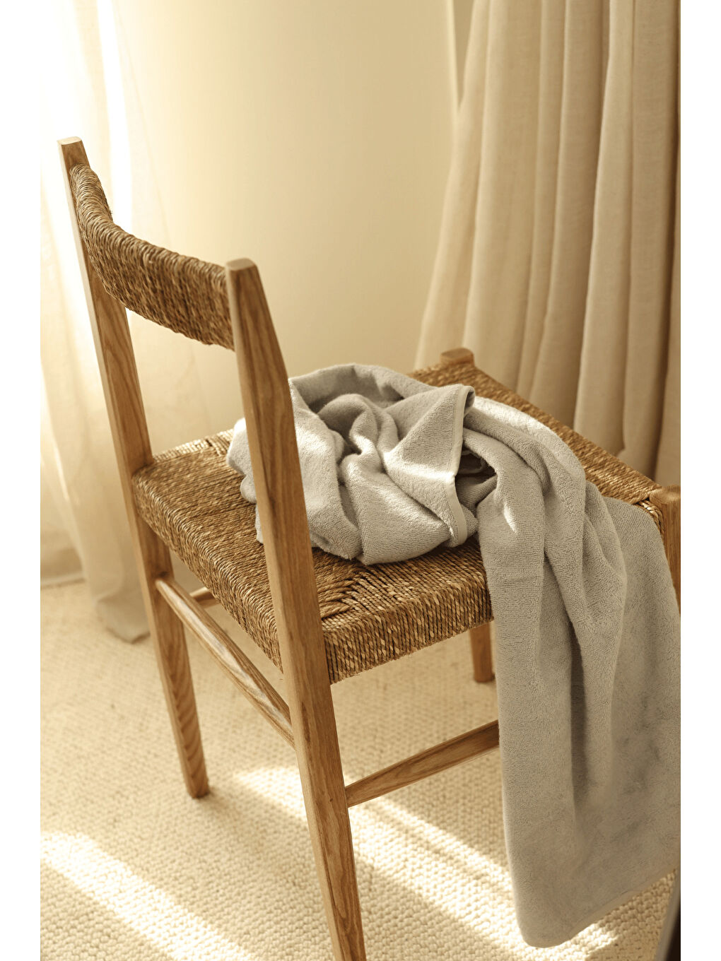 Sedef Bambu Banyo Havlusu 70x140 cm Gri-1