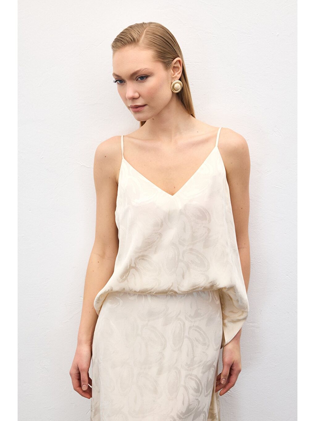 Lior Askılı Bluz - Bej-5