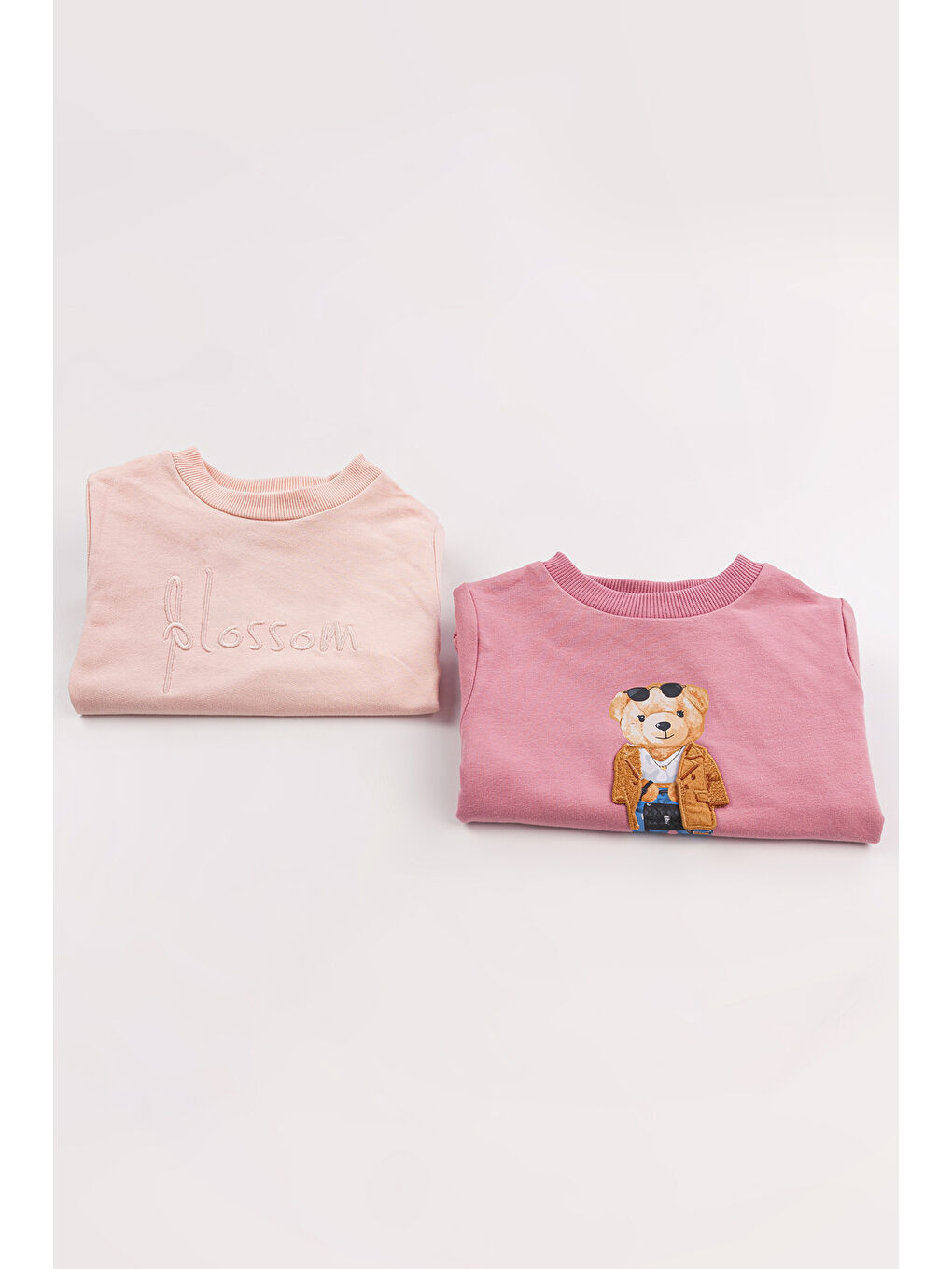 Pembe Kız Çocuk Orta Kalınlıkta Baskılı 2'li Paket Sweatshirt
