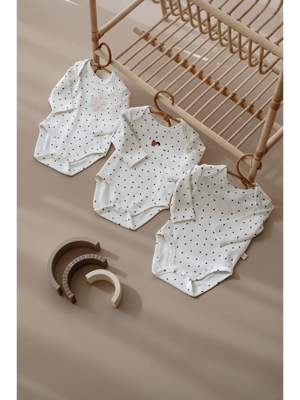 Ekru 3'lü Winter Serisi Uzun Kollu Çıt Çıtlı Body Zıbın Model 11-1