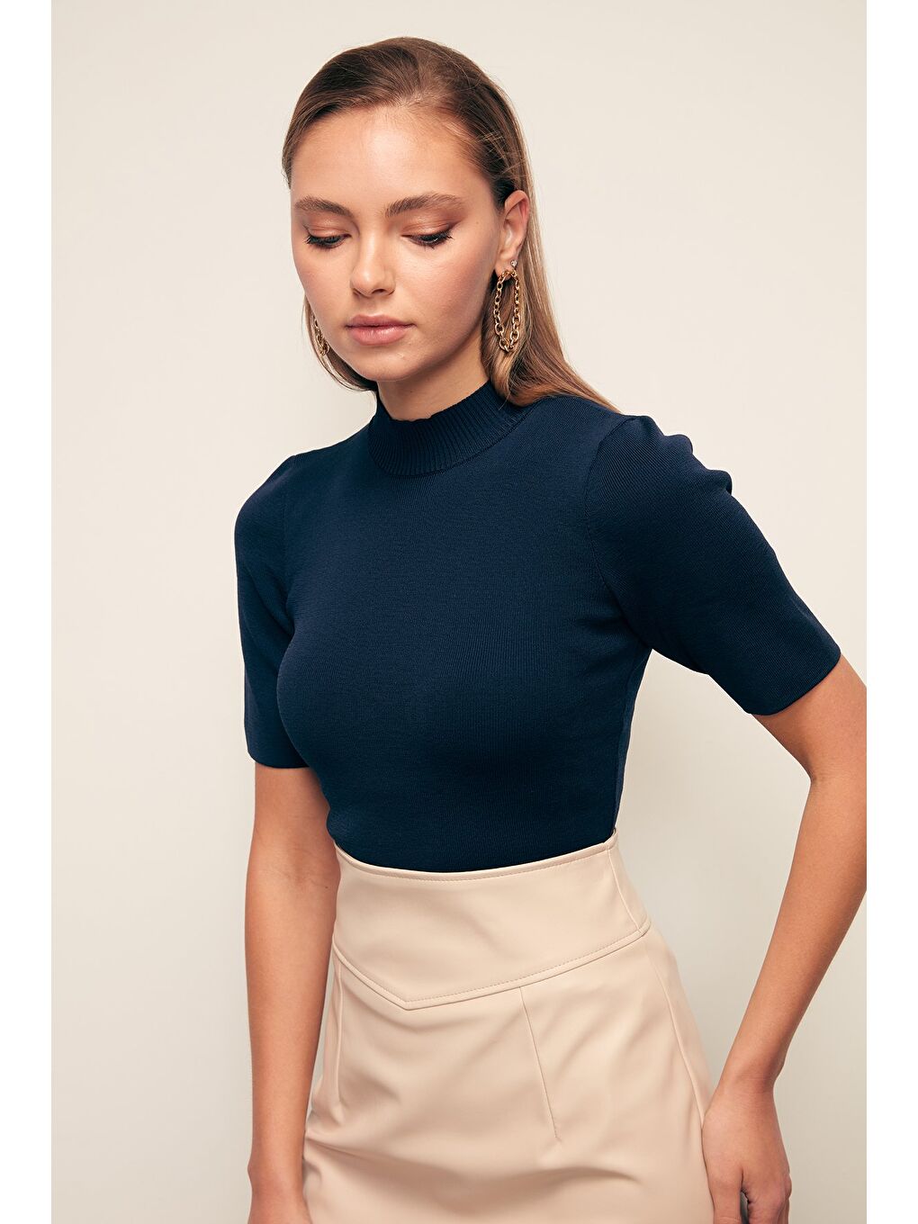 Yarım Balıkçı Triko - Lacivert-3