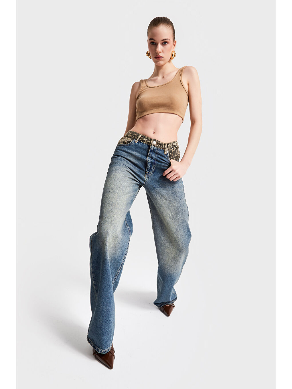 Mavi Kadın T.Kot Rengi 2S5-65 Midrise Wideleg Leopar Desenli Denim-5