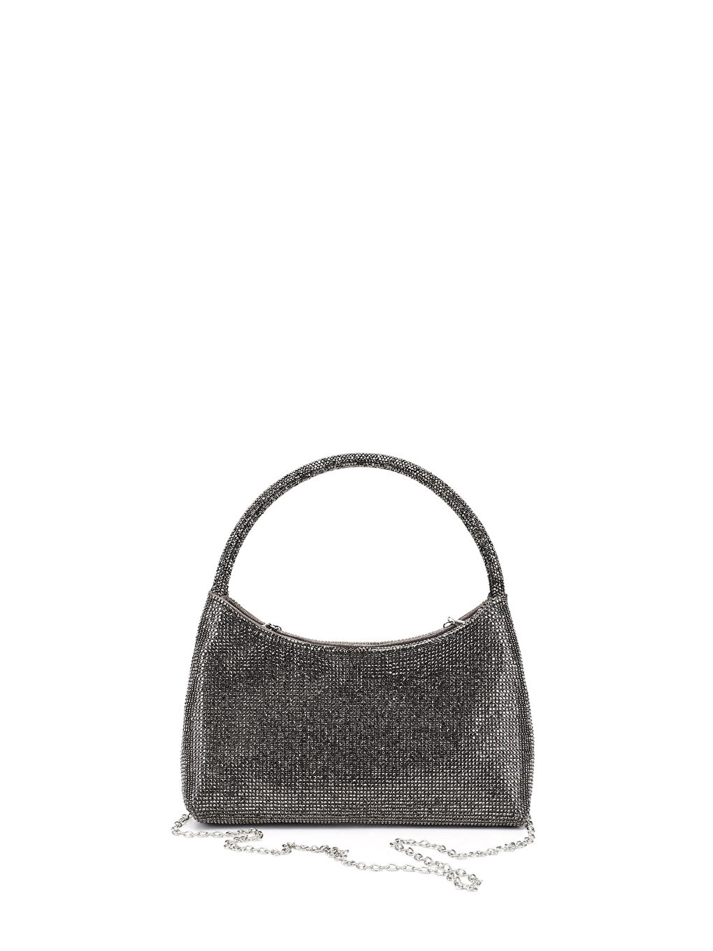 Gri Kadın GÜMÜŞ Uzun Zincirli El Ve Omuz Askılı Abiye Çanta