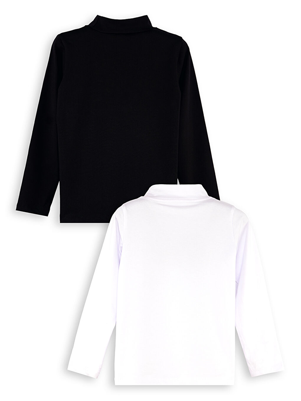 Karışık Siyah ve Beyaz Kız-Erkek Çocuk 2li Boğazlı T-shirt-1