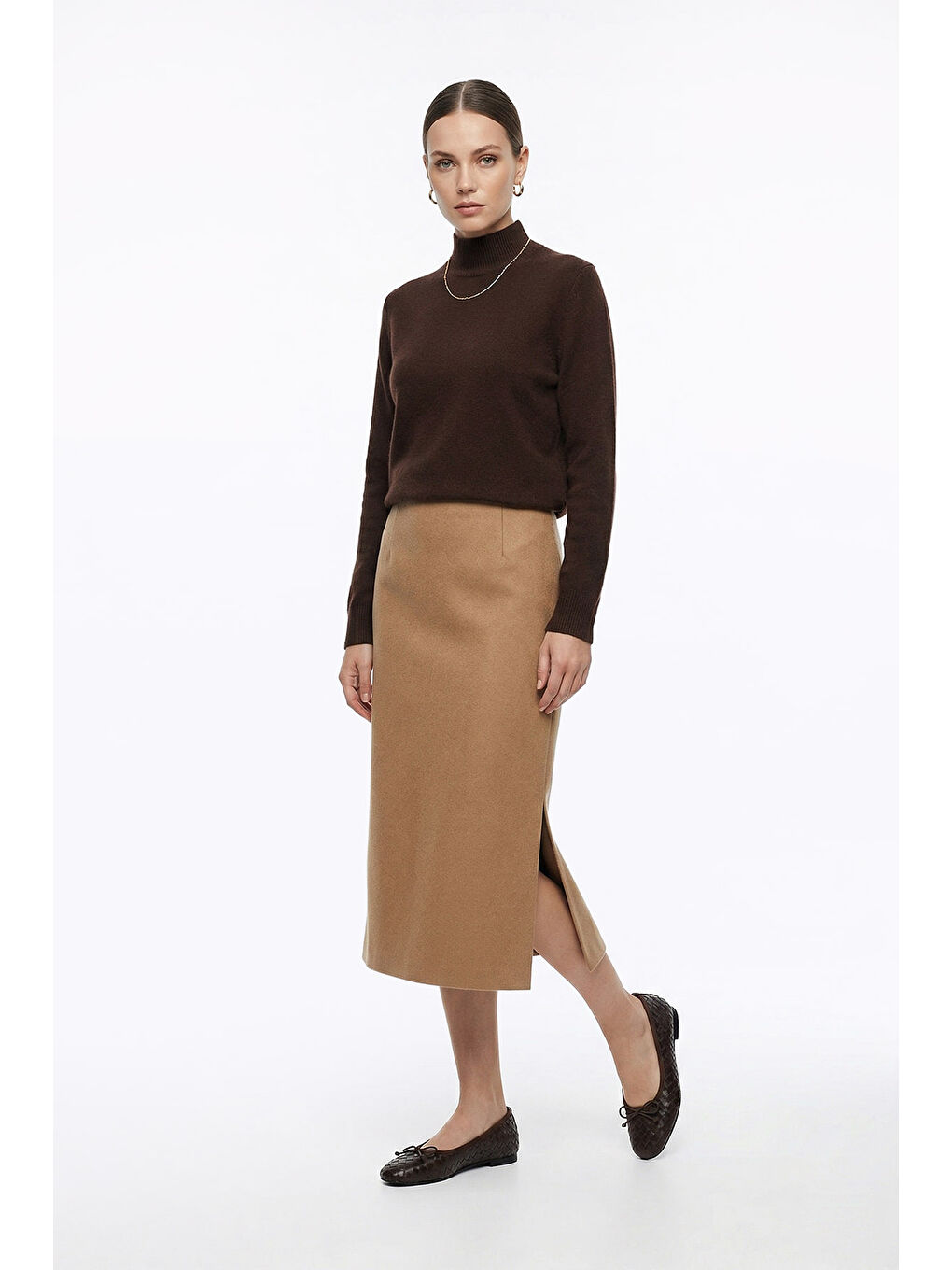 Kahverengi Kadın KAHVERENGİ Yuvarlak Burunlu Fiyonklu Babet-2