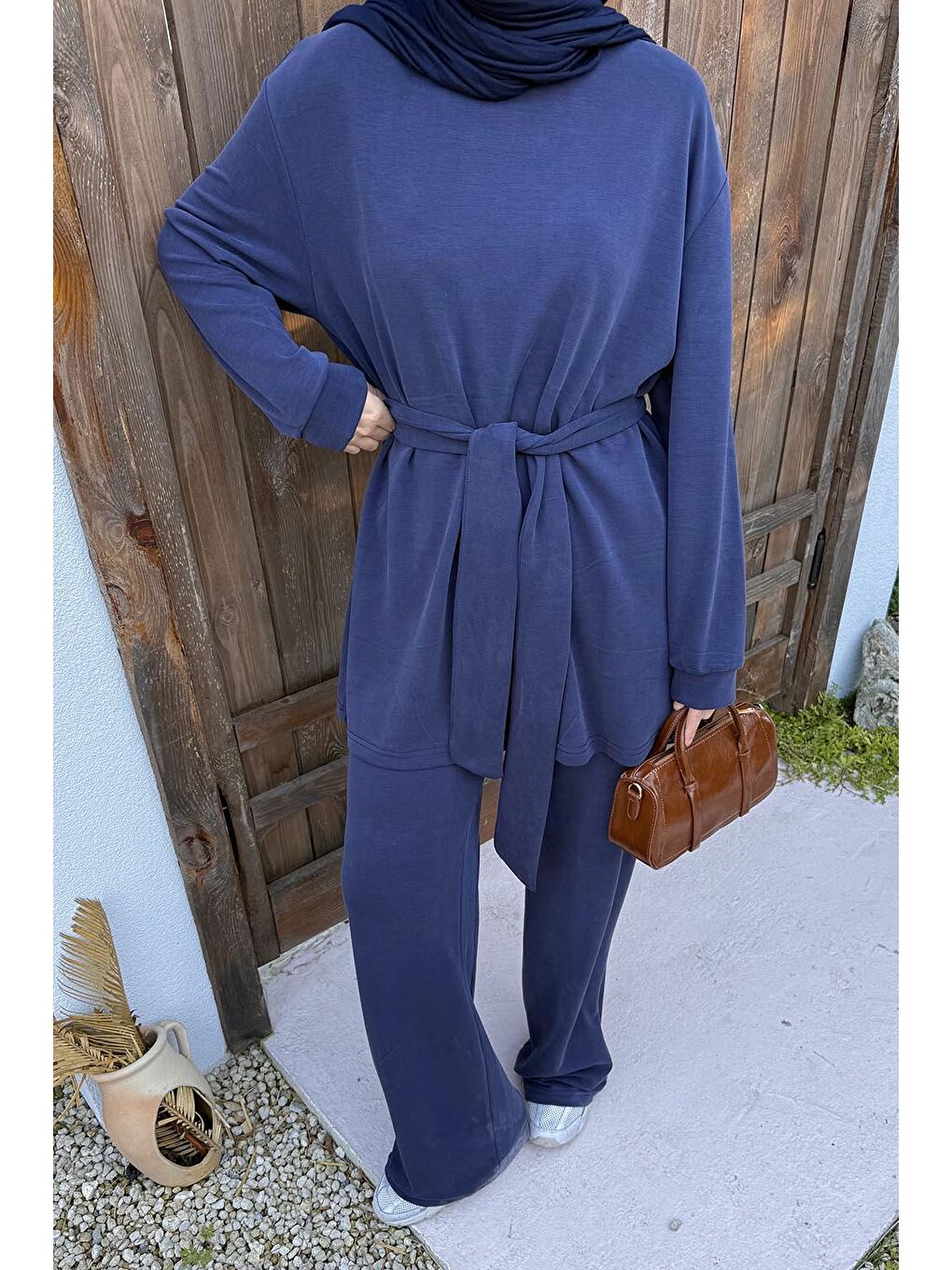 Bağlama Detaylı İkili Takım Lacivert-2